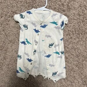 Carter's Cream Romper with Dinosaur Pattern
